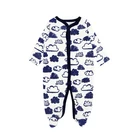 2018 Spring Autumn Organic Baby Boy Romper Sleep Pajamas Lovely Cloud Print Knit Cotton Wholesale Customized Baby Onesie