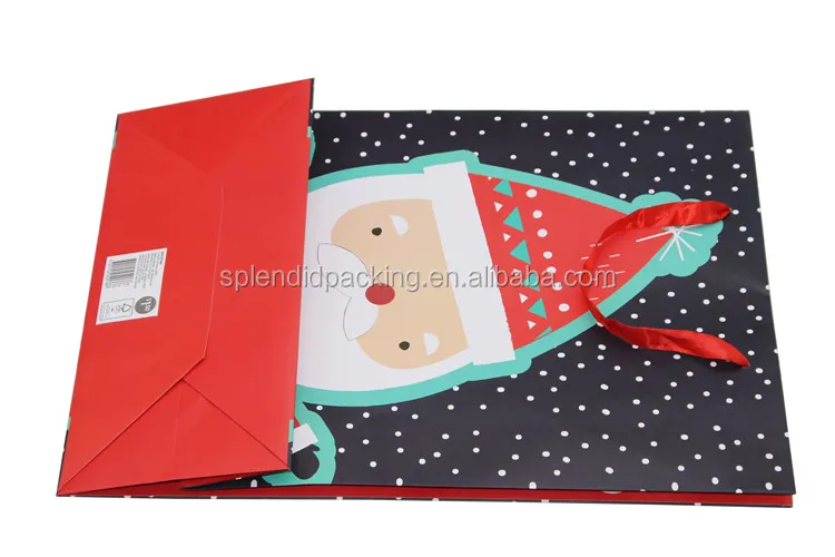 custom size handle fancy christmas gift paper bag with handles