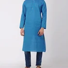 Royal wolf kurti clothing manufacturer Indian clothing Blue Linen Cotton Full Sleeve Men Long Kurta