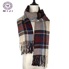 Europe fashion women winter pashmina shawls plaid infinity scarf design