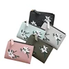 Women Wallet Leather Zipper Flowers Embroidered Ladies Fashion Purses Mini Bag Women PU Leather Coin Purse Card Holder Wallets