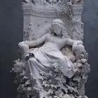 antique stone carving elegant angel garden sculpture