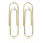 2019 New Simple Fashion Long Type Imitation Pearl Safety Pin Earrings For Girls