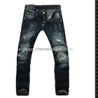 Rock feeling fashion damaged ripped jeans denim jeans men