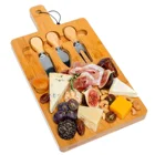 Bamboo Cheese Board and Knife Set On One Side (3 Cheese Knives)