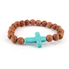 BW3023 Fashion plam sandalwood wood beaded cross bracelet,Protection Prayers Bracelets