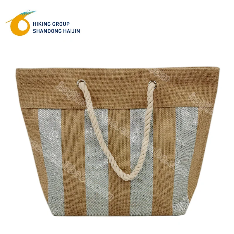large and cotton rope handle wholesale linen bag foldable with