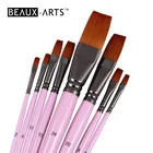 Quality Flat Synthetic Sable Hair Artist Acrylic Paint Brush Set