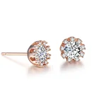 Simple New Design Mini Round Cut 6mm CZ Diamond Copper Alloy Ear Piercing Stud Earring for Women Wedding Party Gift E021 E022