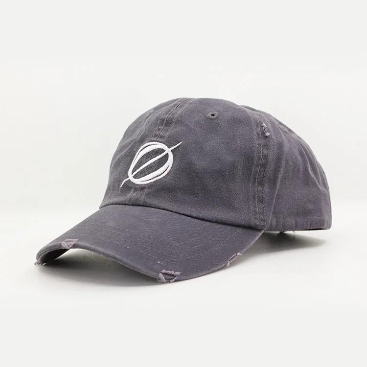 best selling blue denim distressed dad hat, distressed hat with logo customize