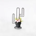 Wrought iron cactus plant pots stand flower pot carrier hand basket with 1 pot