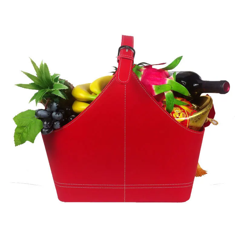 Beautiful atmosphere of classic leather leather basket storage basket gift basket basket shopping basket hand mid autumn