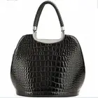 Black color croco patent trend ladies top selling genuine leather handbag