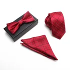New Collection Polyester Tie Set Ready Made Mens Necktie Bow Tie And Pocket Square