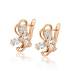 98248 xuping fashion hoop rose gold plated earrings,flower hot selling russia style gold plated earring jewelry