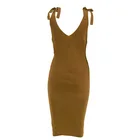 2019 Fancy Computer Knit Deep V Neck Lady Dress Sweater With Split Design