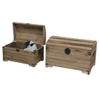 Vintage Wooden Storage Trunk Box Set with Cover