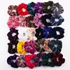 60 Colors Wholesale Fashion Women Hair Accessories Fabric Solid Colors Elastic Hair Ties Velvet Scrunchies