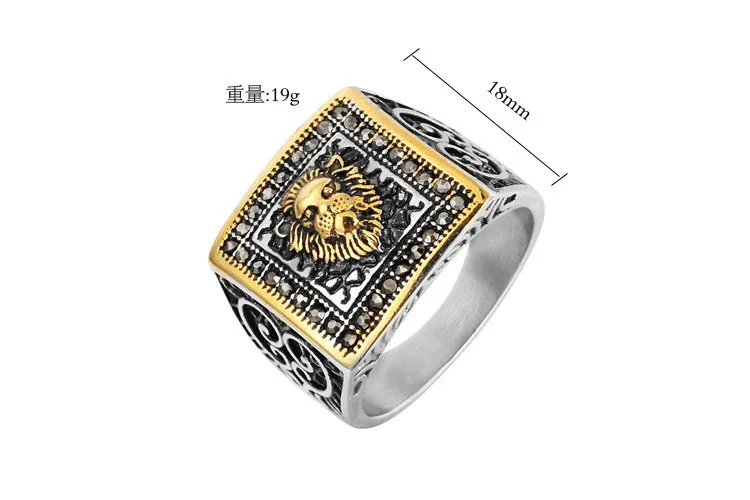 totem lion head titanium steel men"s rings