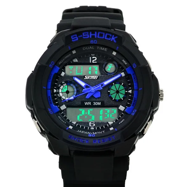 2015 skmei G style 0931 s-shock women&men outdoor sports 3atm waterproof dual japan quartz&digital multifunctional diver watch