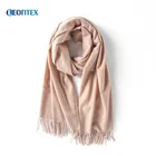 Thick warm plain winter tassel pashmina scarf cashmere