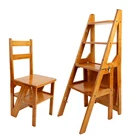 Fashion new multi-function step ladder Home folding stair chair bamboo bamboo ladder dual-use step stool