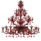 Large red crystal chandeliers glass antique indian hanging glass lamp