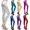 Wholesale Good Quality 95% Polyester and 5% Spandex Metallic Footless Leggings Tights Liquid Shiny Costume Pants In Silver Gold