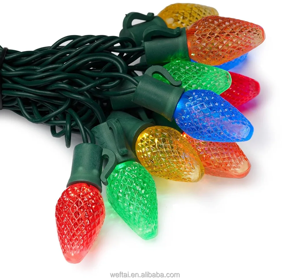 multi-color indoor and outdoor c7 led faceted cone christmas