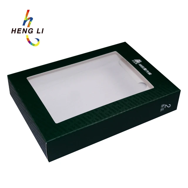 green cardboard paper boxes gift box with clear pvc window