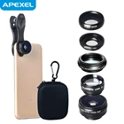 Universal Clip 5 in1 Fish eye Macro Wide Angle Mobile Phone Lens for iPhone all Smart Phone