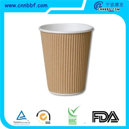 wholesale high quality Brown Kraft Ripple Wall Paper Cups for Hot Coffee
