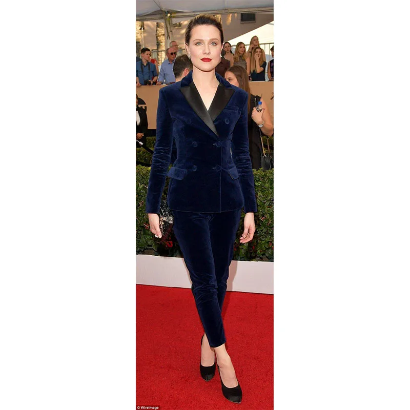 32.1  108   NEW velvet navy women business suits double breasted slim fit female office uniform elegant ladies suits pantyhose CUSTOM ORDER