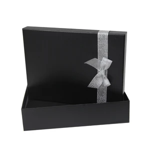 batch custom black gift box cardboard packaging with bow tie