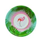 8pcs Flamingo 18cm Round Disposable Large Paper Bowls Dessert Fruit Plates Lunch Dishes for birthday summer holiday