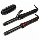 Interchangeable Secure 3 in 1 Black Barrel Ceramic Hair Barrel Curling Iron