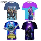 حار بيع Fortnite قلعة ليلة جولة طوق قصيرة الأكمام تي شيرت مطبوع