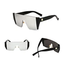 2019 Vintage Oversized Man Square Rimless Men Flat Top Brand Italian Designer Sun Glasses Sunglasses