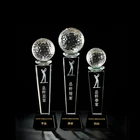 Customized 3d Engraved Crystal Business Player Sports Award Golf Crystal Trophy for Decoration