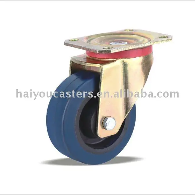 rubber wheel caster fixed swivel braked