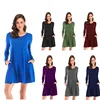 Women Casual Dresses Lady Party Wear Solid Color Long Sleeve Dress Shirt Midi Skirt