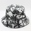 fashion summer unisex printing coconut tree reversible bucket hats wide brim hip hop panama caps fisherman hats for women
