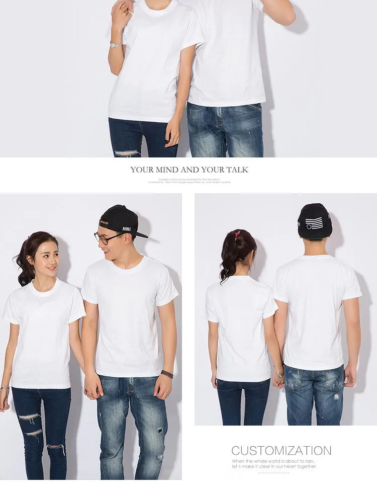 100% cotton plain Custom plus size mens shirts mens shirts print white shirt men's blank t-shirt 100% cotton plain