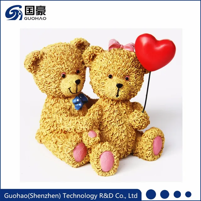 custom small resin couple teddy bear figurines