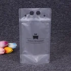 Reusable food liquid stand up plastic drink pouch bag with double zipper