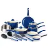 healthy chef blue ceramic non-stick 16-Piece Dishwasher safe