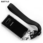 Transparent Soft TPU Cell Phone Case With Lanyard Anti-fall Necklace Mobile Phone Case For Samsung Galaxy S9 S10 Plus