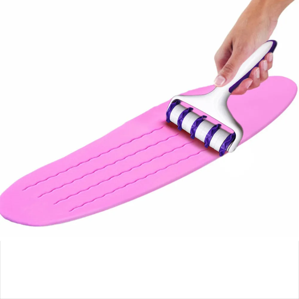 2017 New Fondant Strip Ribbon Cutter Sugarcraft Cake Decorating Tools Plastic Cake Rolling Pin Embosser Roller Set Baking Tools