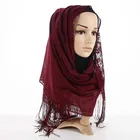 Wholesale 10 Colors Cheap Lace Scarf Women Fringe Muslim Hijab