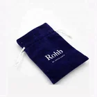 Custom printed mini velvet jewelry gift drawstring pouch bag with satin lined